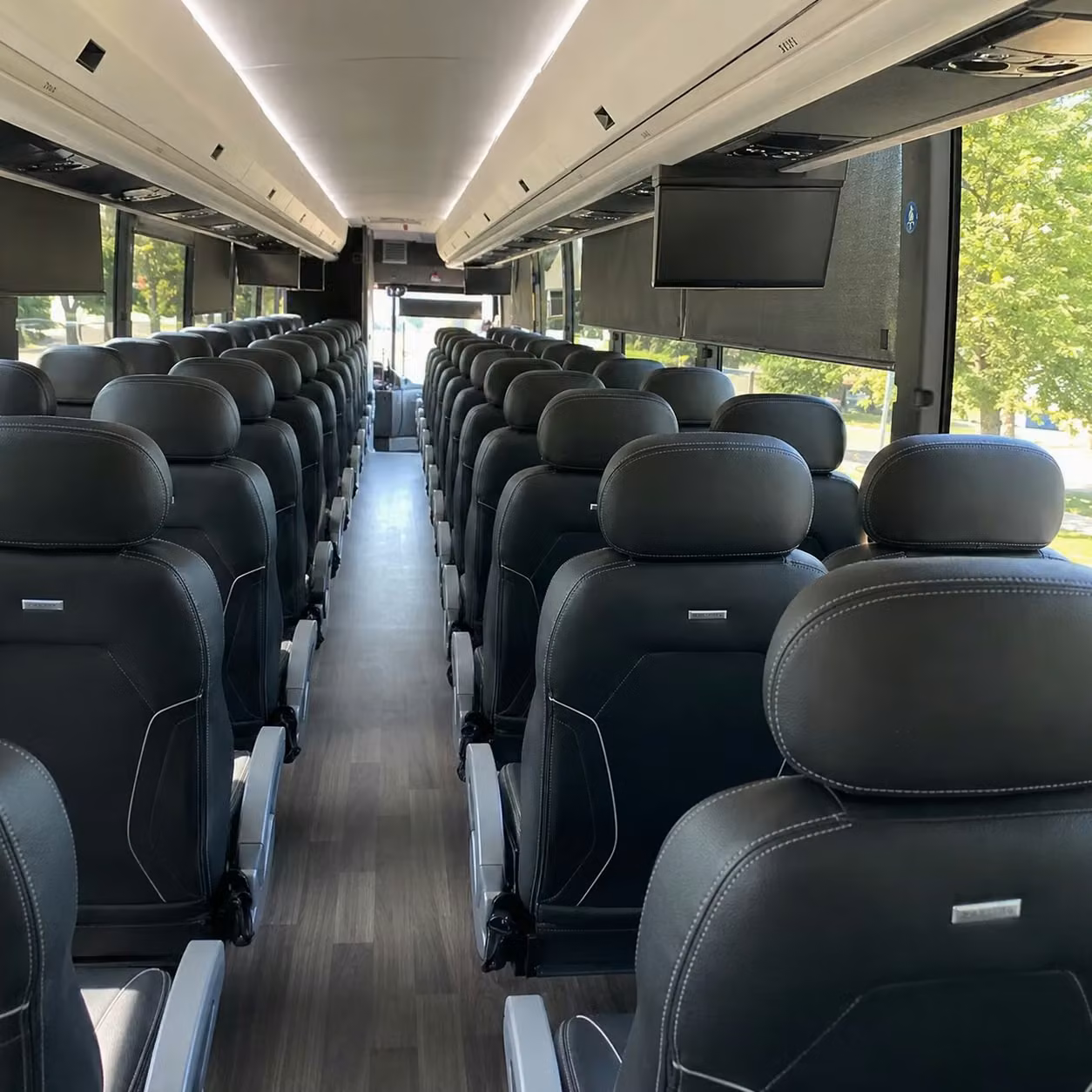 56 passenger charter bus inside